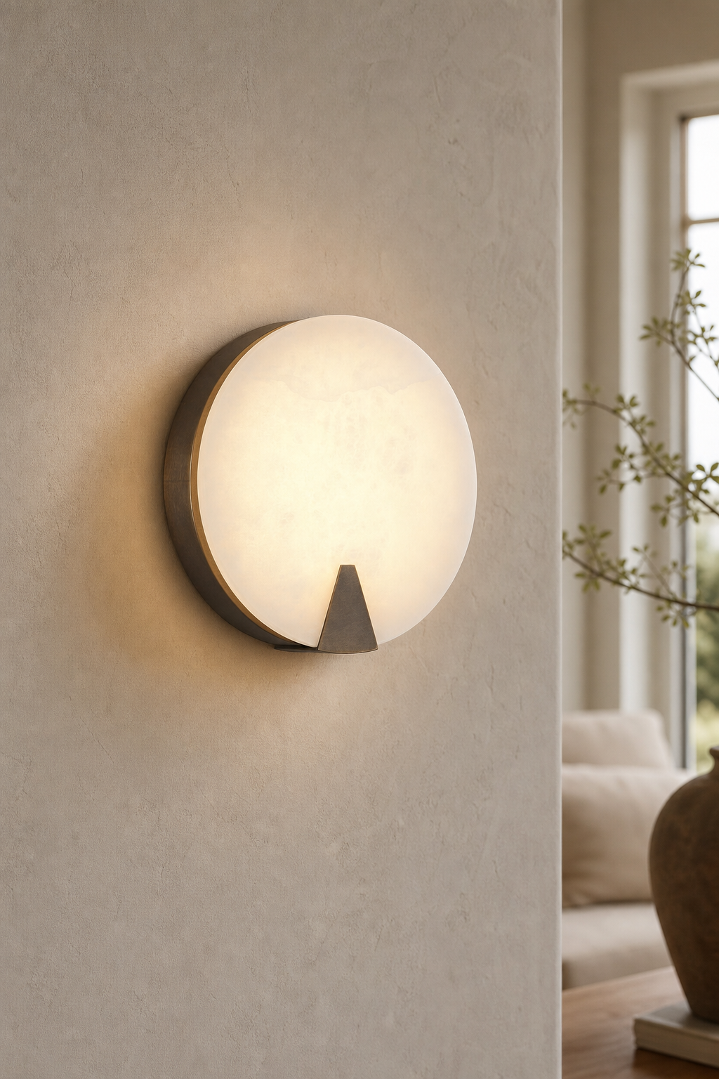W&F Collection | Alabaster Round Wall Sconce