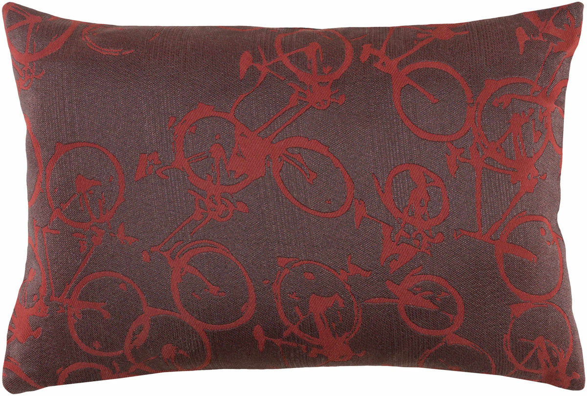 W&F Collection | Wilmar Red Bicycle Print Throw Pillow