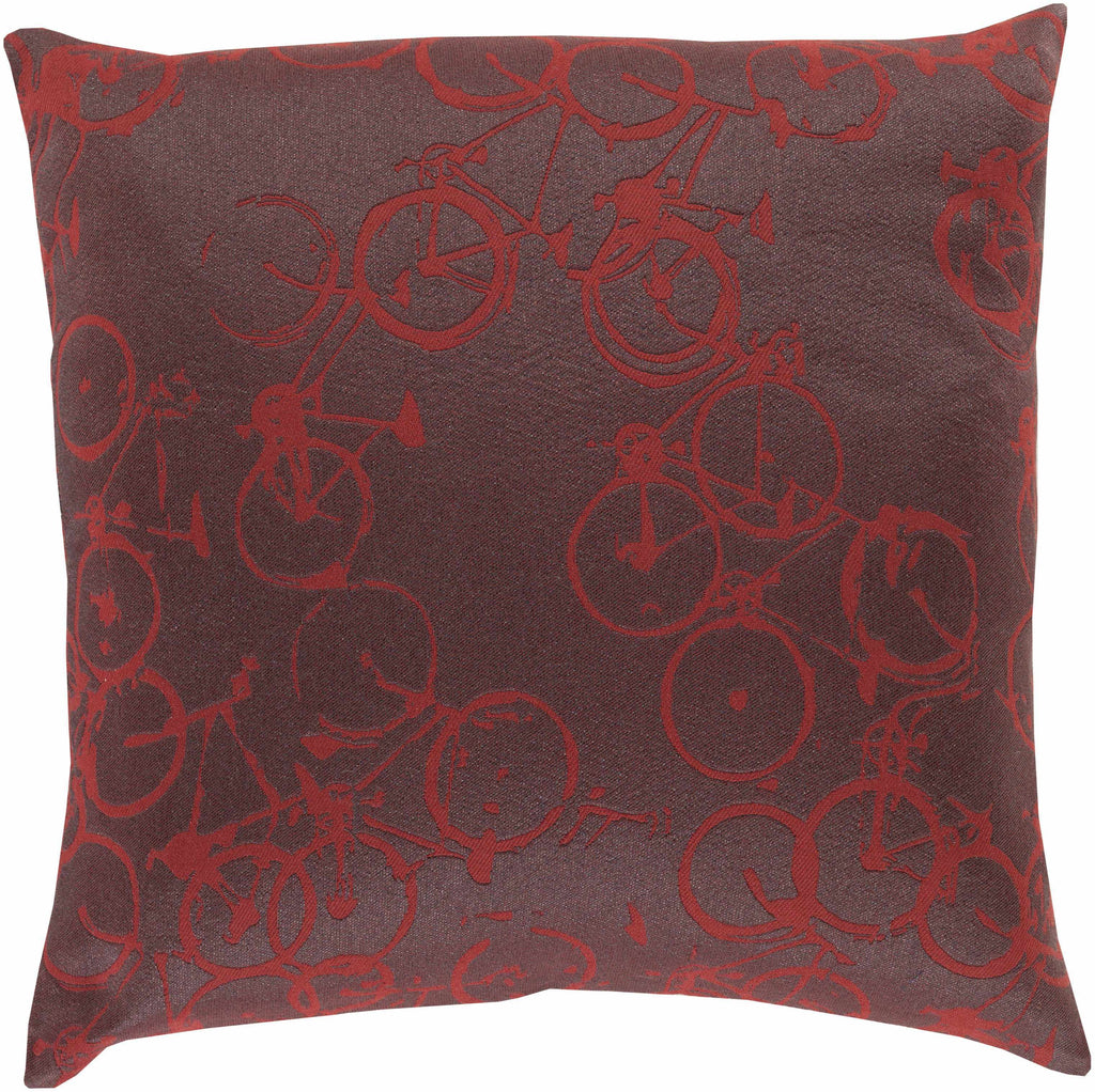 W&F Collection | Wilmar Red Bicycle Print Throw Pillow