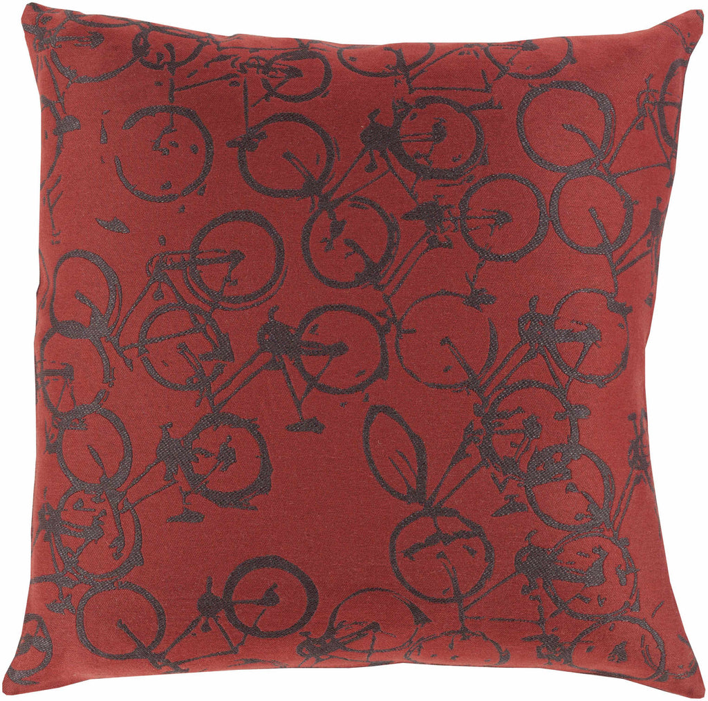 W&F Collection | Wilmar Red Bicycle Print Throw Pillow